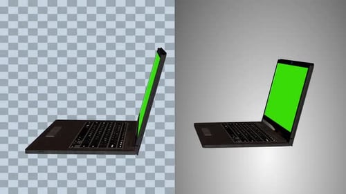 2 items Laptop Mockup green screen animation with Alpha