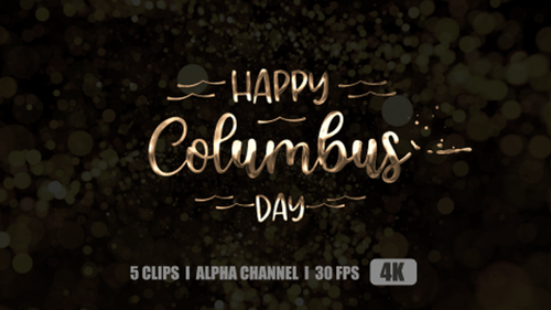 Happy Columbus Day Animated Metallic Text Pack