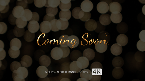 Metallic Script Coming Soon Title Animation with Sparkles