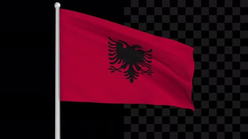 Albania Flag Waving with Alpha Channel for International Projects
