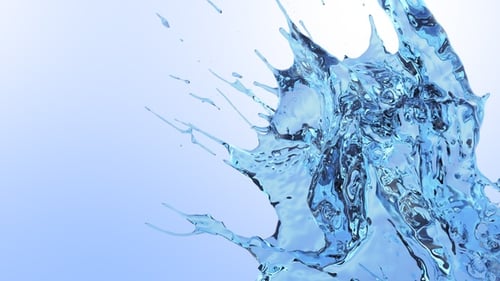 Auf Splash V5 kollidierende blaue Wassertropfen