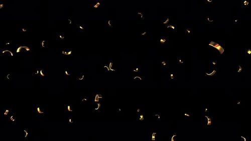 Gold confetti falls on transparent background