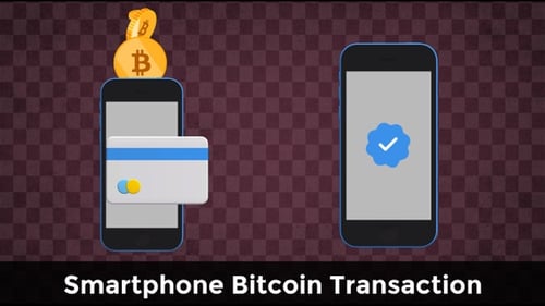 3D Payment Processing with Smartphone and Cryptocurrency Animation