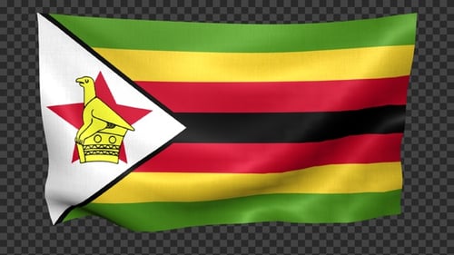 Waving Flag of Zimbabwe with Alpha Channel