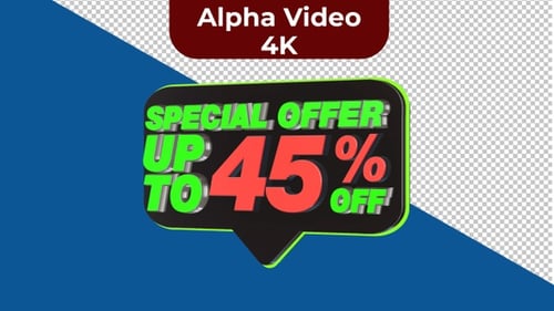 3D Animated Special Offer Up To 45 Percent Off Discount Tag