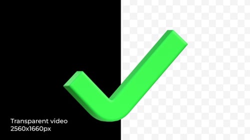 3D Green Checkmark Rotating Animation