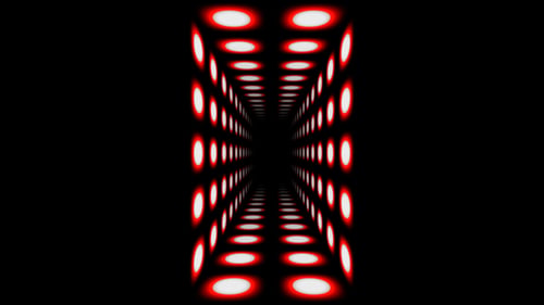 Vertical video red and white abstract circle dots in black tunnel illusion