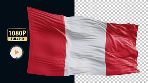 Realistic Waving Flag of Peru Seamless Loop Animation