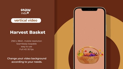 3D Animation Thanksgiving Harvest Basket Vertical Transparent Background