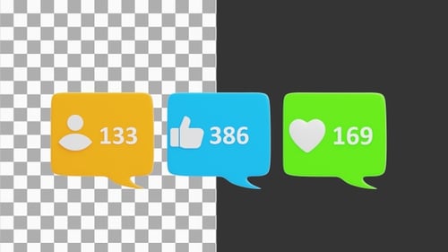 3D Animation of Instagram Likes Social Media | Alpha Channel