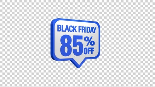 3D Black Friday 85% Off Sale Tag Animation