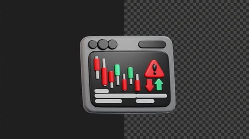 3D Recession Data Animation Transparent Background