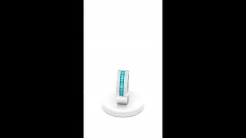 Rotating Silver Ring with Blue and White Gemstones