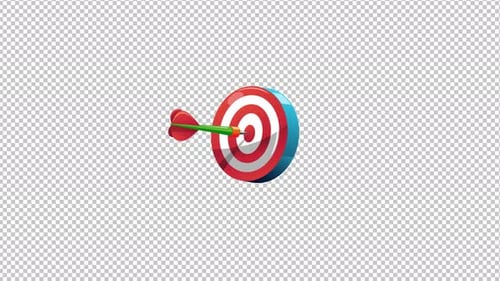 3D Dart Hits Target Animation for Success and Achievement
