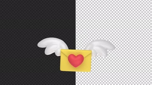 Heart envelope with wings - 4K