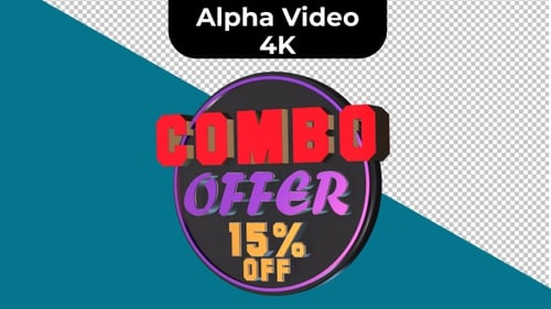 3D Rotating Combo Offer 15% Off Text Animation