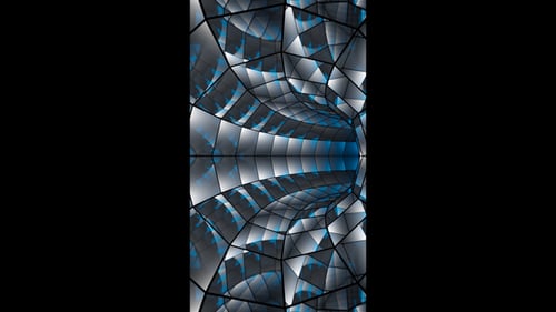Vertical video shiny glass tunnel loop animation background