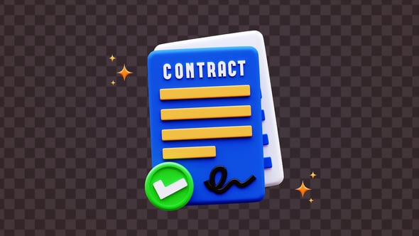 3D Corporate Contract Signing Animation with Approval Checkmark ...