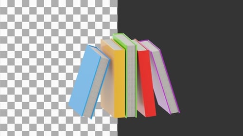 Animation 3D d'une pile de livres | Alpha Channel