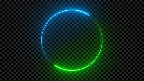 Green & Blue Circle Neon Frame Loop V8