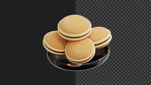 3D Dorayaki Japanese Food Animation Transparent Background
