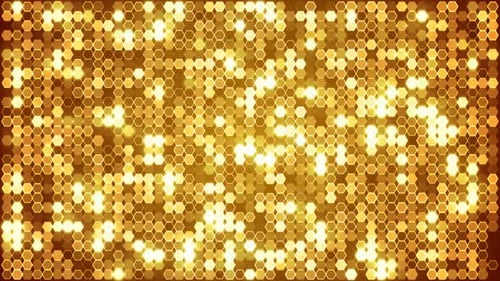 Abstrakte Hintergrundanimationen mit goldenem Glitzer-Sechseck. Nahtlose Schleife