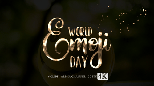 Decorative Metallic World Emoji Day Animated Text