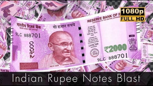 Dynamic Indian Rupee 2000 Notes Falling Financial Background Animation