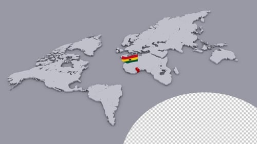 Ghana Flag On Extruded World Map