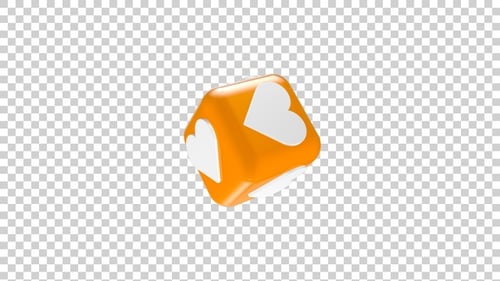 Spinning 3D Love Heart Cube Social Media Icon