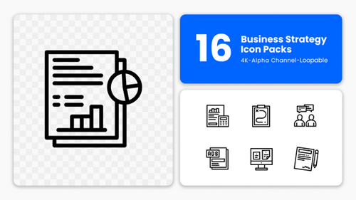 Animated Business Strategy Icon Pack in Flat Design