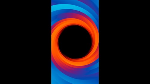 Vertical video orange and blue spiral tunnel loop animation background