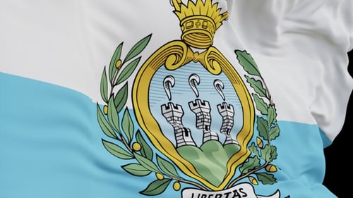 The San Marino with alpha channel waving in the wind in slow motion
