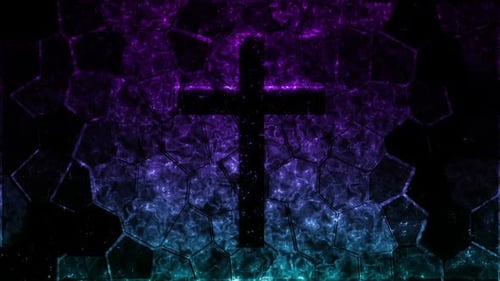 Abstract Glowing Cross Background with Shimmering Polygonal Pattern