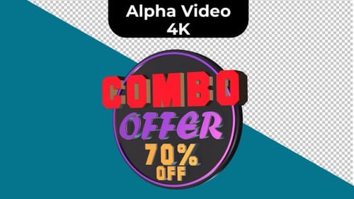 Animated 3D Combo Offer 70% Off Rotating Badge