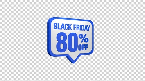 Black Friday 80 Percent Off 3D Speech Bubble Rotation