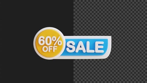 Animated 3D Sale Discount Badge with Percentage Off