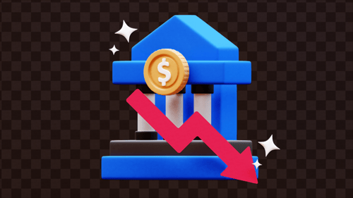 3D Bank Loss And Financial Decline Concept