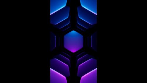 Vertical video purple gradient hexagon tunnel loop animation background