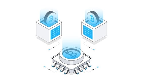 Bitcoin Network Isometric Animation Alpha Channel