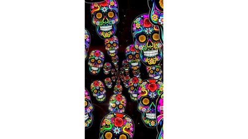Vibrant Sugar Skull Tunnel Animation for Day of the Dead Celebrations