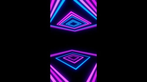 Vertical video purple and blue blinking neon squares vj loop animation