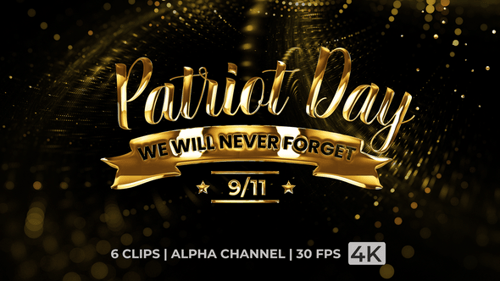 Metallic Patriot Day 9/11 We Will Never Forget Title Animation