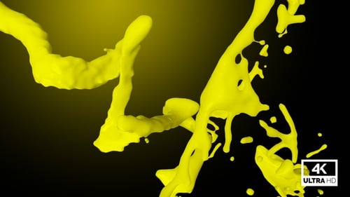 Dynamic Yellow Liquid Fluid Splash Reveal on Alpha Channel