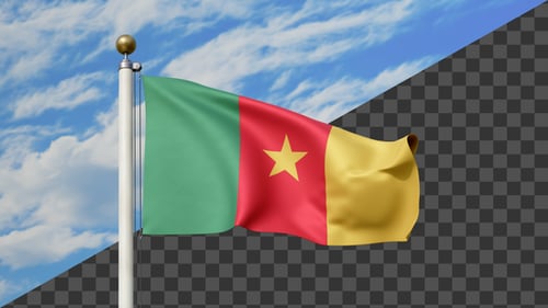 Realistic Waving Cameroon Flag Motion Graphic