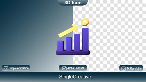 3D Animated Business Growth Bar Chart Icon