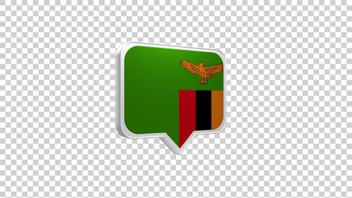 Zambia Flag Chat Bubble Icon 3D Animation