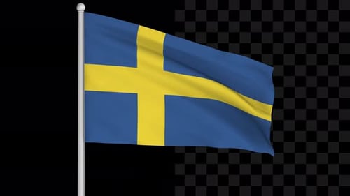 Realistic Sweden Flag Waving with Alpha Channel