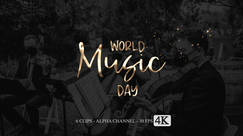Metallic Gold Script World Music Day Text Reveal Pack