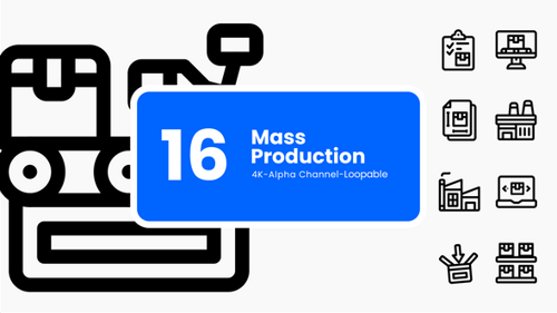Íconos animados de Factory Workflow: conjunto de movimiento lineal en bucle